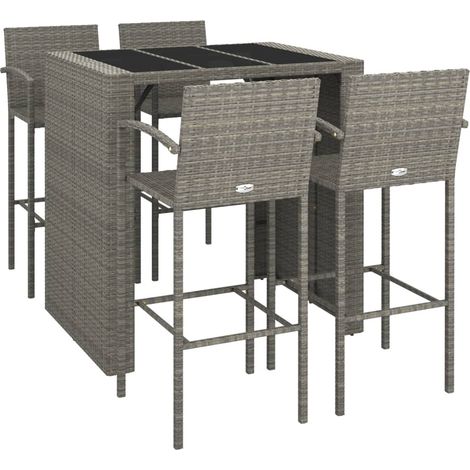 Ensemble de bar de jardin 5 pcs gris résine tressée vidaXL (1/5)