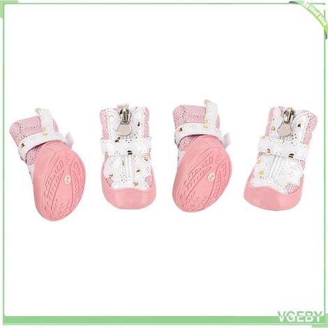 Chaussures pour chiens - FAFEICY - Style 2 - Lot 4 pièces - Antidérapantes - Rose (1/5)