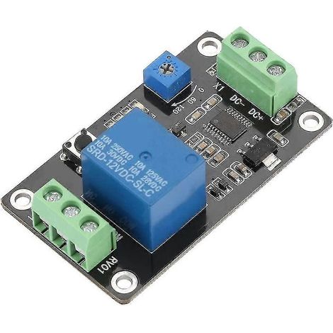 Module de relais temporisé avec temporisation marche/arrêt, verrouillage automatique, carte de commande temporisée, 5 V CC/12 V/24 V (12 V CC) (1/5)