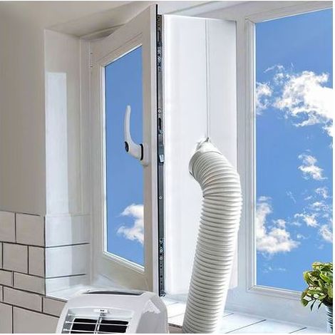 Kit Calfeutrage Climatiseur Mobile Porte Fenetre 300cm, Portable ac window vent kit pour Climatiseurs, Sèche-linge et Déshumidificateurs Tuyau évacuation Calfeutrage Fermeture éclair (1/5)