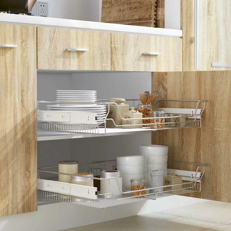 Panier en treillis métallique 2 pcs 800 mm Argenté (1/5)