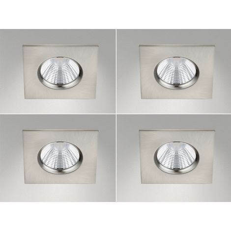 4er SET IP65 LED Deckeneinbaustrahler Silber matt eckig, dimmbar, 8,5cm (1/5)