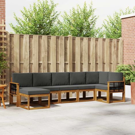 Outdoor-Sofagarnitur mit Kissen 7 pcs Natur und Anthrazit (1/5)