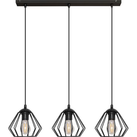 Helam AGAT Plafonnier Barre Droite Noir 65cm
