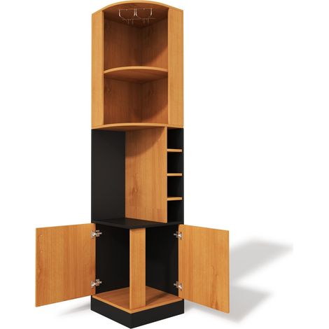 Armadio angolare portavino 40x40x182 cm con portabottiglie, portacalici e ante MDF HOMVRA (1/5)