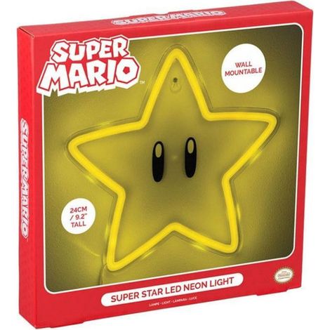 Paladone PP14711NNVN Super Mario Lampada Neon LED da Parete Stella 24 cm alimentazione USB colore Giallo