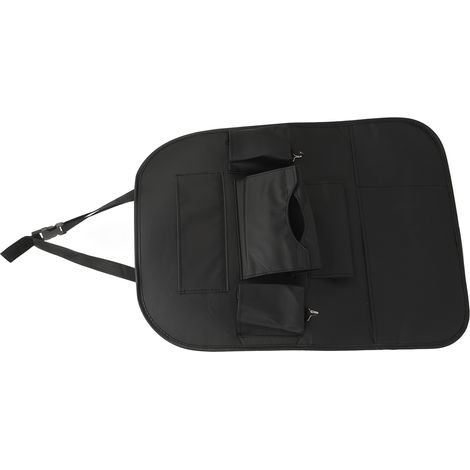 Sac de rangement pour dossier de siège arrière 47 x 63,5 cm, en cuir PU noir, avec poches multiples et protection anti-coups de pied. (1/5)