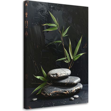 Quadro su tela, Pietre zen spa foglie, 60x90 (1/5)