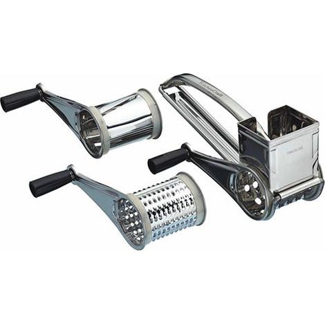 KitchenCraft Stainless Steel Rotary Grater with Three Drums