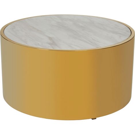 Interiors by Premier Luxury Round White Coffee Table, Marble Coffee Table, White & Gold Coffee table, Contemporary Cocktail table (1/5)