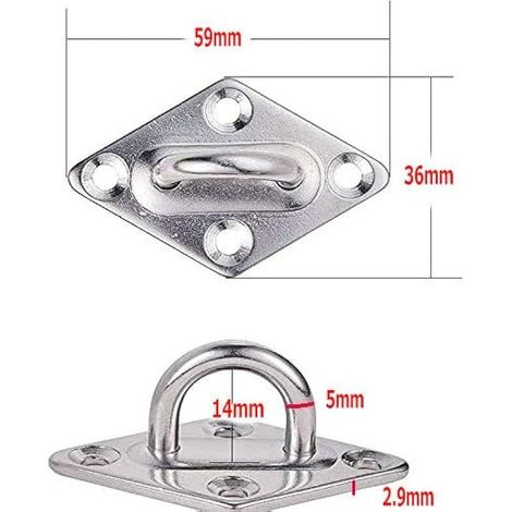 Lot de 2 crochets de suspension pour hamac en acier inoxydable 304 avec boulons à vis, crochets muraux pour fixation murale/plafond, pour chaise hamac suspendue/balançoire, 5 mm x 60 mm