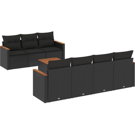 vidaXL Set Divani da Giardino con Cuscini 8 pz Nero in Polyrattan (1/3)