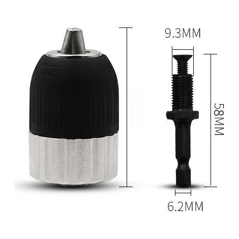Selbstspannendes Umrüstfutter für elektrische Bohrmaschinen, Spannbereich 2-13 mm, 3/8-24 UNF-Gewinde mit Sechskant-Gewindeschaft (elektrisches Bohrfutter 2-13 mm) (1/5)