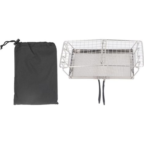 Grille-pain pliable en acier inoxydable pour réchaud de camping, idéal pour les activités de plein air. (1/5)