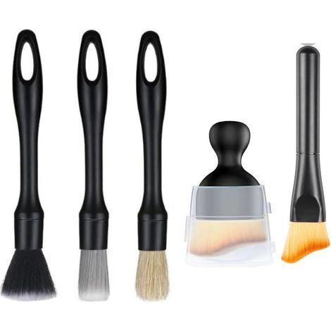 Lot de 5 pinceaux de nettoyage doux pour l'intérieur de la voiture - Brosse de nettoyage des joints de voiture - Pour le nettoyage intérieur et extérieur de la voiture