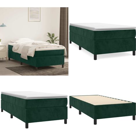 Struttura Letto a Rete a Molle Verde Scuro 80x200 cm in Velluto - Letto a molle in velluto - Letto a molle verde scuro