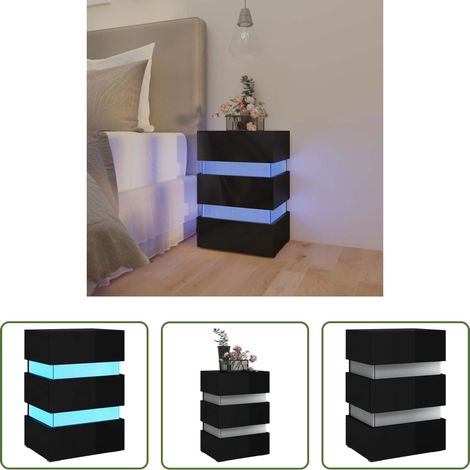 Nachtschrank - LED-Nachttisch Hochglanz-Schwarz 45x35x67 cm Holzwerkstoff (1/5)
