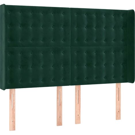 Testiera Testata del letto ad Orecchio Verde Scuro 147x23x118/128cm in Velluto (1/4)