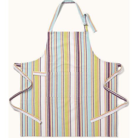 HOMESCAPES Osaka Green Stripe Cotton Apron