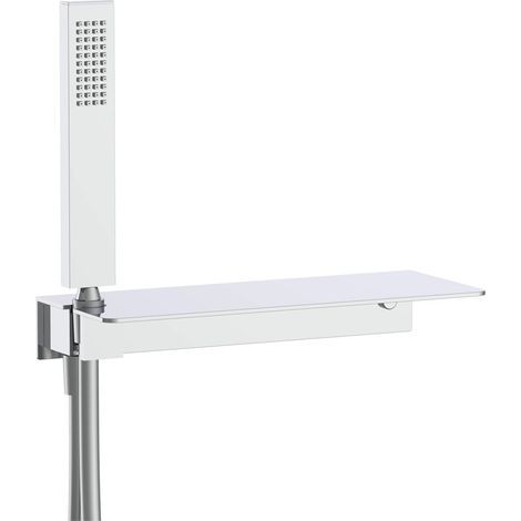 Kit doccia squadrato in ottone cromato con mensola presa acqua e flessibile da 150 cm (1/2)
