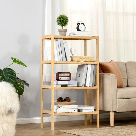 Étagère de rangement en bambou à 4 niveaux 62 x 33 x 112 cm naturel, OKWISH (1/5)