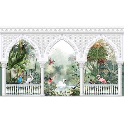 Papier peint panoramique - Jardin Oiseaux - 130 cm x 75 cm (1/2)