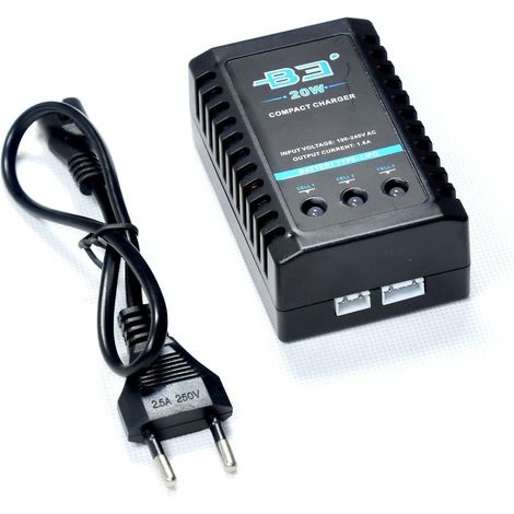 B3 20W 1.6A LiPo Charger for 2S 3S 7.4V 11.1V Lithium LiPo Batteries, Mini Portable, Compact 100-240V Fast Airsoft Charger for RC Quadcopters, Drones, Cars, and Boats