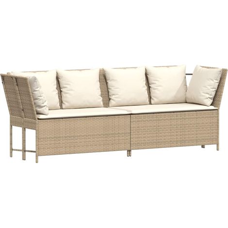 Maison Exclusive - Gartensofa mit Kissen Beige Poly Rattan