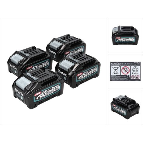 Makita Set de batteries: 4x BL4040 Batteries 4,0 Ah 40V max. - XGT Li-Ion - Classe de protection IP64 - avec Indicateur LED (4x 191B26-6) (1/5)