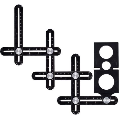 Outil de modèle, outil de modèle de gabarit d'angle, outil de modèle de règle de mesure multi-angles, modèle d'angle en alliage d'aluminium, modèle d'angle à 6 ctés, règle multi-angle (1/5)