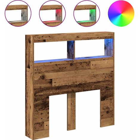 Maison Exclusive - Cabecero de cama con LED madera vieja 100x17x1
