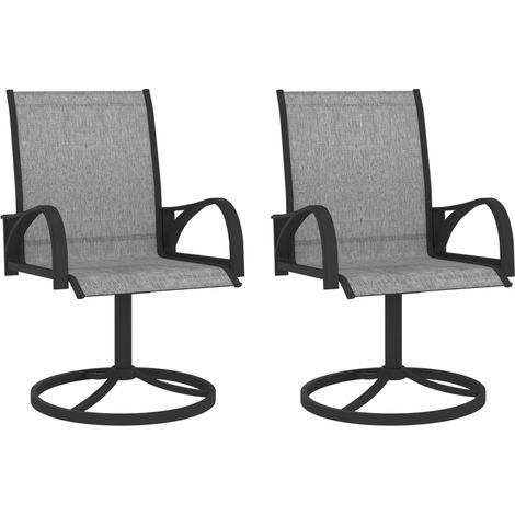Chaises pivotantes de jardin 2 pcs Textilène et acier Gris (1/5)