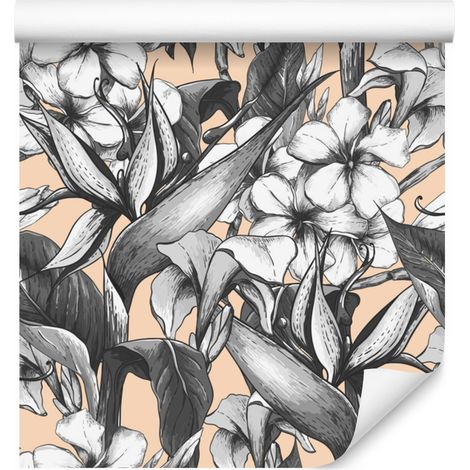 Papel pintado con preciosas flores exóticas para salón y dormitorio, 50x1000 cm. (1/5)