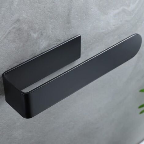 Porte-serviettes sans perçage 20 cm - Anneau porte-serviettes auto-adhésif avec installation à une main, acier inoxydable SUS304, noir