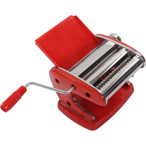 Saugnapf-Nudelmaschine mit 2 Klingen – Kompakte, multifunktionale manuelle Nudelmaschine, Nudelpresse, Nudelwalze für Ravioli und Wontons, rotes Porzellan, extra robust