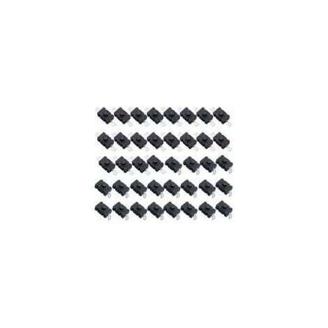 Lot de 40 Interrupteur à Bouton Poussoir Autobloquant, KAN-28 Mini Interrupteur Lampe de Poche (20 Pièces Broche Plate avec Trou + 20 Pièces Broche Pliée avec Trou) (1/5)