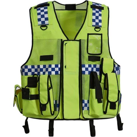 Gilet De Sécurité Réfléchissant Engrener Haute Visibilité Utilitaire Résistant de Construction de la Circulation Tactique Réglable avec Multi Poches (Jaune) (1/5)