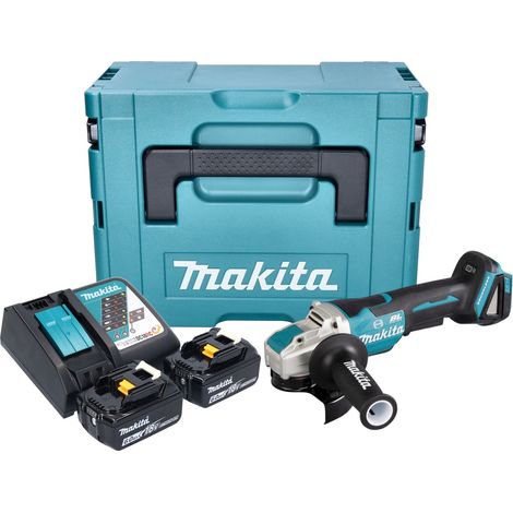 Makita DGA 520 RGJX1 Meuleuse d'angle sans fil 18 V 125 mm X-LOCK Brushless + 2x batterie 6,0 Ah + chargeur + Makpac