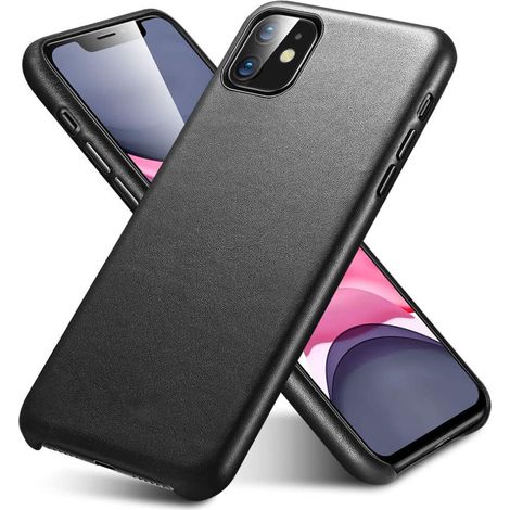 Ultradünne Handyhülle aus italienischem Echtleder für iPhone 11, stoßfestes Design, seidig glatte Textur, bietet Rundumschutz, kompatibel mit kabellosem Laden, 6,1-Zoll-Bildschirm. (1/2)