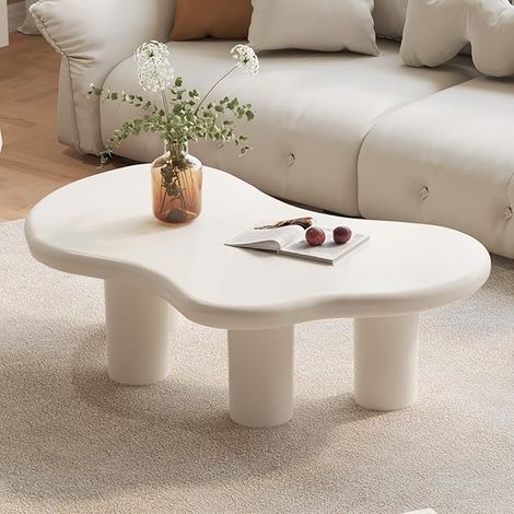 Guyii Cloud Table Basse, Salon Moderne Table Centrale, Quatre Pieds irréguliers, intérieur, Blanc (1/5)