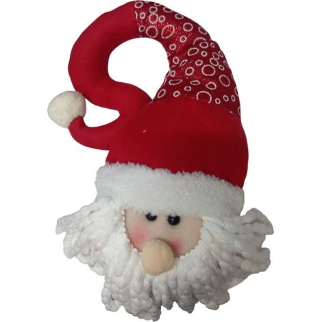 Viso Babbo Natale Peluche 32 cm Rosso Bianco, Puntale e Addobbo. Perfetto per Decorazione Natalizia di Vetrine e Casa, Design Morbido. (1/5)