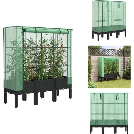 Hochbeet mit Gewächshaus-Aufsatz Rattan-Optik 120x40x140 cm - Hochbeet - Hochbeete - Garten Hochbeet - Pflanzbeet (1/5)