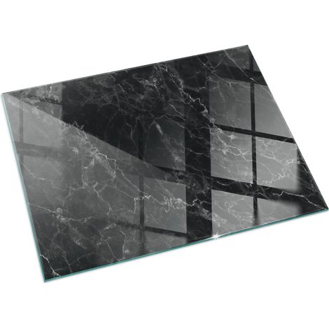 Dekorative Glasplatte für Kaminofen Schutzplatte mit ESG Sicherheitsglas Funkenschutzplatte Glasboden für Kamin Elegantes Marmormuster 60x40 cm