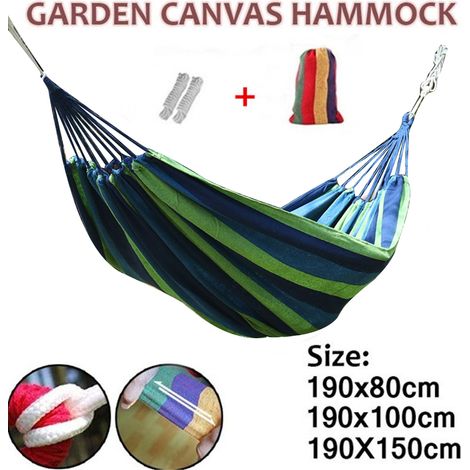 Tragbare Hängematte aus Segeltuch für Garten, zum Aufhängen beim Camping, auf der Veranda, im Garten sowie im Innen- und Außenbereich. (1/5)