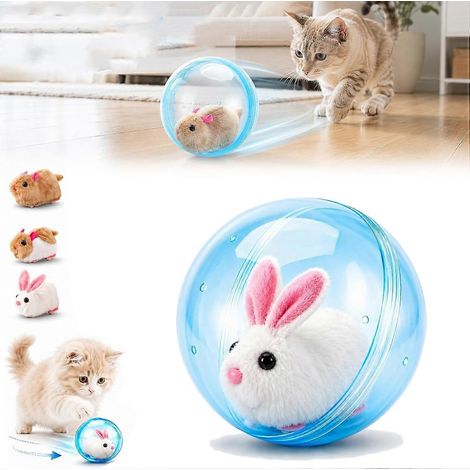 Balle interactive auto-roulante pour hamster chat et lapin rotation automatique 360° (1/5)