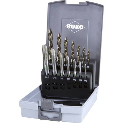 Rubinetto a macchina Ruko HSSE-Co 5 + punta elicoidale ULTIMATECUT DIN 338 tipo FLOWSTEP® HSSE-Co 5 in valigetta di plastica (1/2)