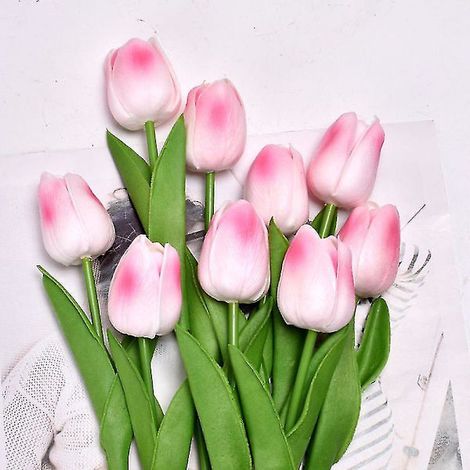 Lot de 10 tulipes artificielles en latex, aspect réaliste, idéales pour la décoration de mariages, chambres, hôtels, fêtes et projets de bricolage.-AquaForge (1/4)