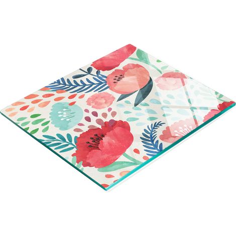 Tablero de vidrio decorativo multifuncional para cocina, acuarela Maki, 60x52 cm