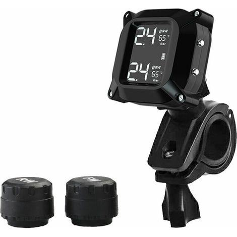 KZQ Motorcycle TPMS Tire Pressure Monitoring System with 2 External Sensors, LCD Screen, Anti-Off Alarm System, and Waterproof