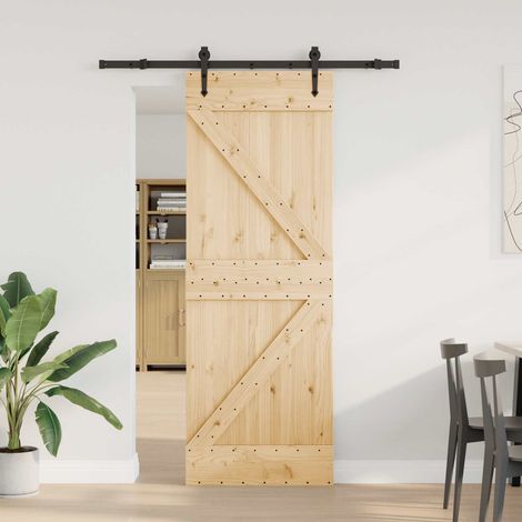 vidaXL Porta scorrevole NARVIK Naturale e Nero 70 x 210 cm (152,5